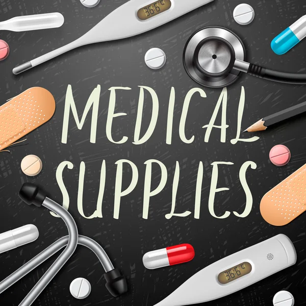 Medizinische Vorlage mit medizinischen Geräten — Stockvektor