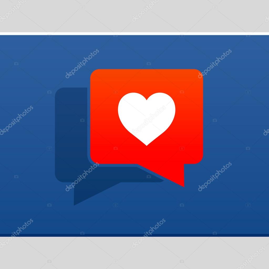 I love social media bubble with heart, vector illustration.