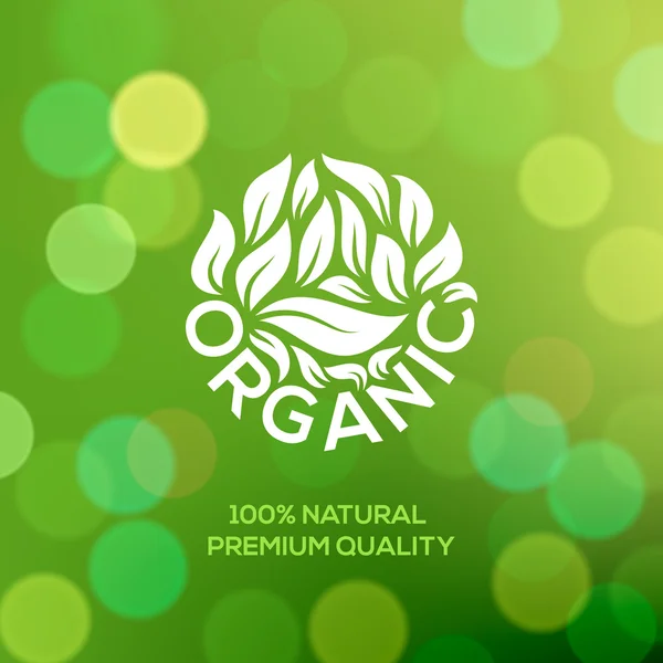 Organic food label on green background — Stock Vector