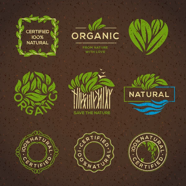 Organic food labels and elements — Stock Vector