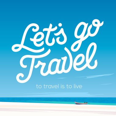 Seyahat gidelim. Tatil ve Turizm kavramı. Sahilde tekne tropikal resort görünümüyle