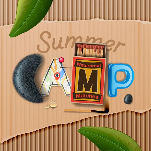 Тематический плакат летнего лагеря — стоковый вектор