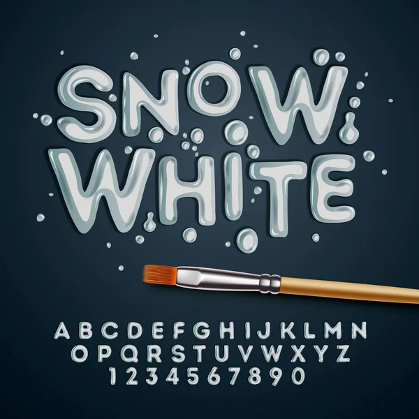 Snow white alphabet and numbers — Stock Vector