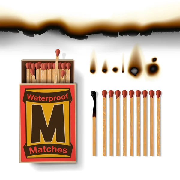 Matchbox e fiammiferi — Vettoriale Stock