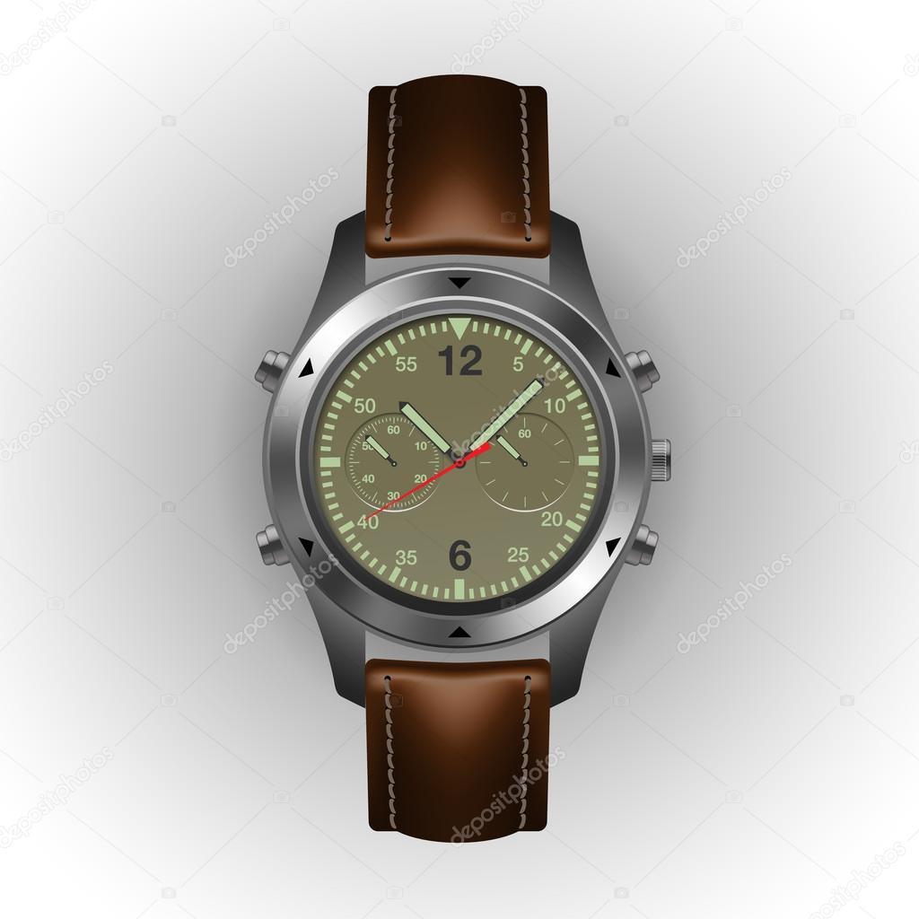 Military watch isolated on a white background