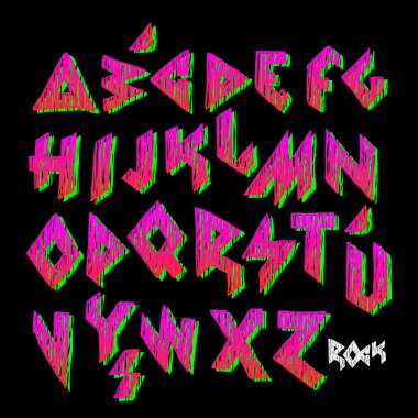 Creative colorful alphabet, rock style