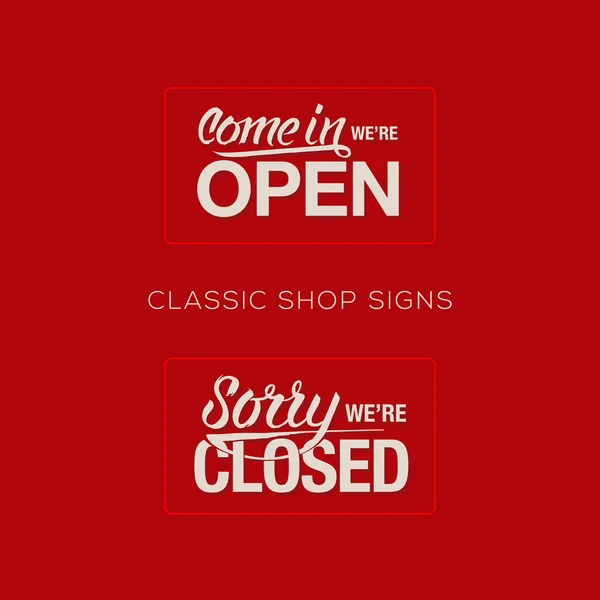 Open and Closed Sign - information retail store — Stock Vector