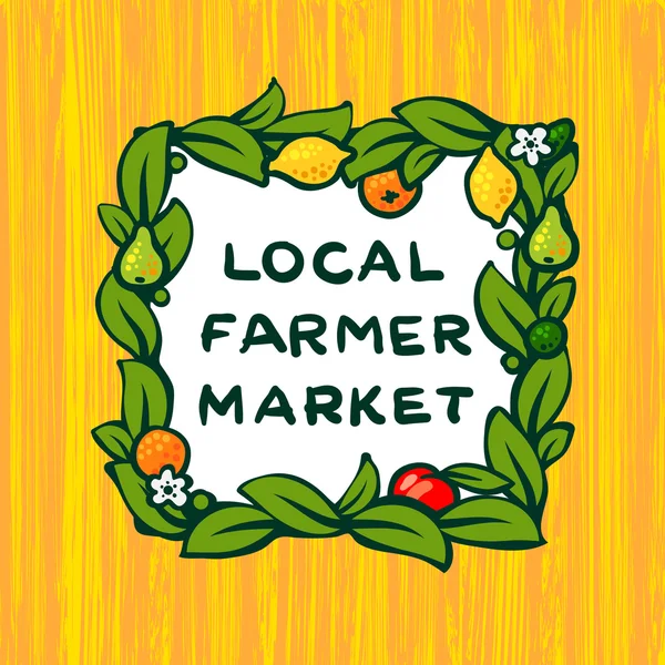 Mercado local de agricultores, diseño del logotipo de la granja — Vector de stock