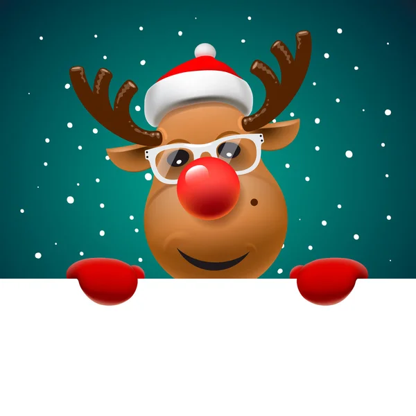 Cartão de felicitações, cartão de Natal com renas —  Vetores de Stock