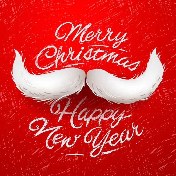 Σάντας μουστάκι, καλά Χριστούγεννα και Ευτυχισμένο το νέο έτος — Διανυσματικό Αρχείο