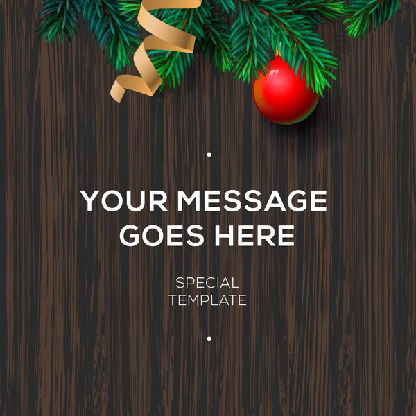 Décoration de Noël sur le fond en bois — Image vectorielle