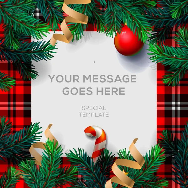 Joyeux fond de Noël avec des brindilles de sapin — Image vectorielle