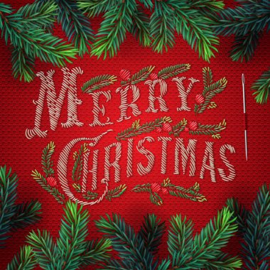 işlemeli neşeli Noel kartı
