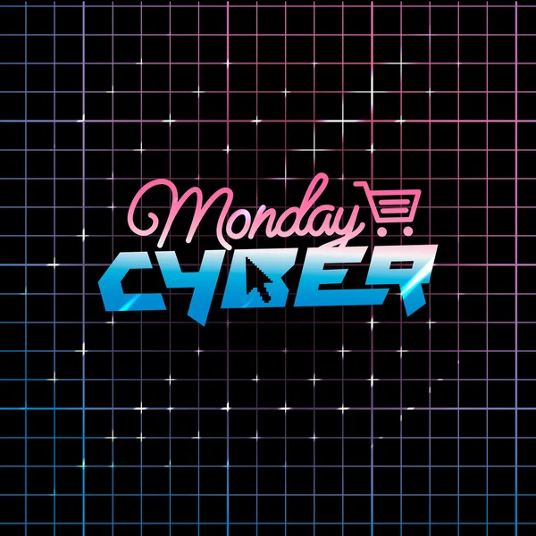 Cyber pondělí online nakupování a marketingové koncepce — Stockový vektor