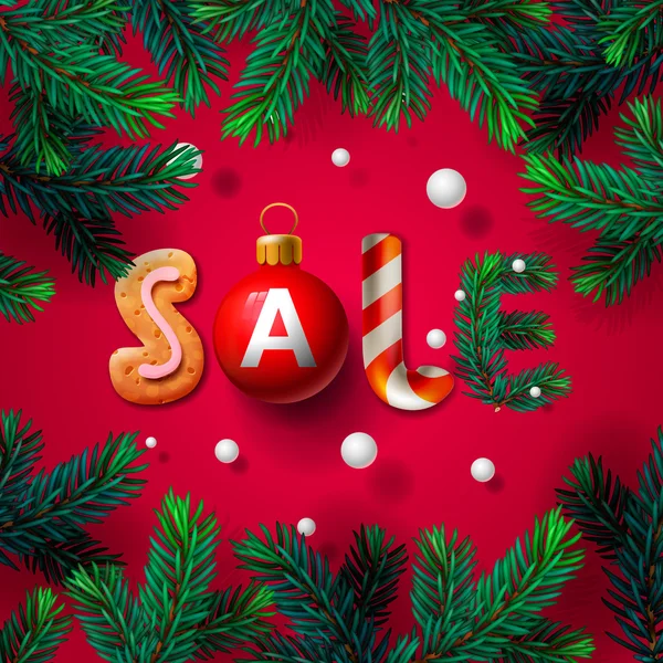 Cartel venta Navidad — Vector de stock
