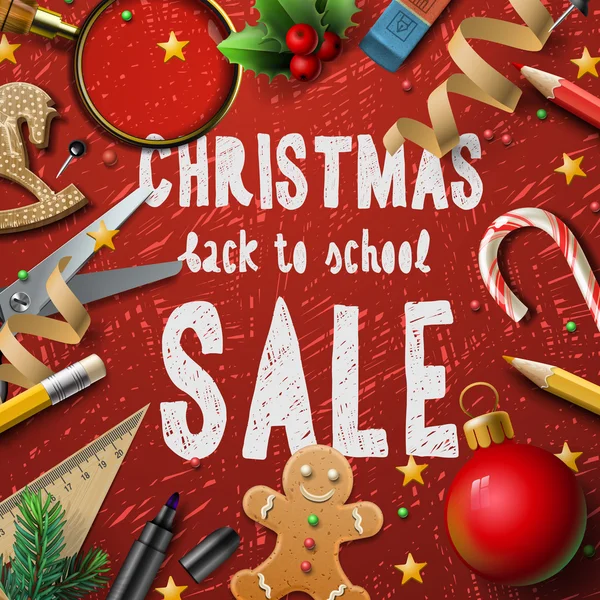 Escuela de Navidad venta — Vector de stock