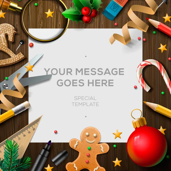 Feliz Navidad lista de deseos, carta para Santa Claus — Vector de stock