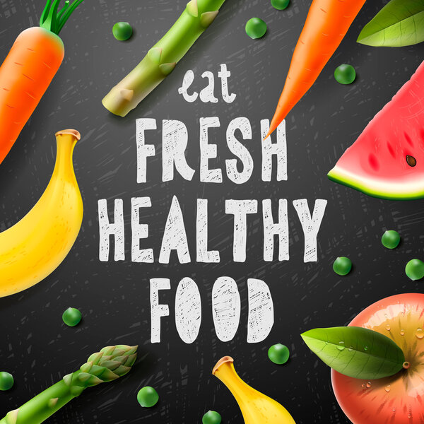 Healthy food concept with sample text