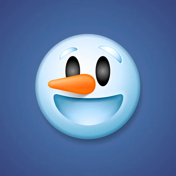 Emoticon pupazzo di neve ridere, emoji vacanza sorriso — Vettoriale Stock