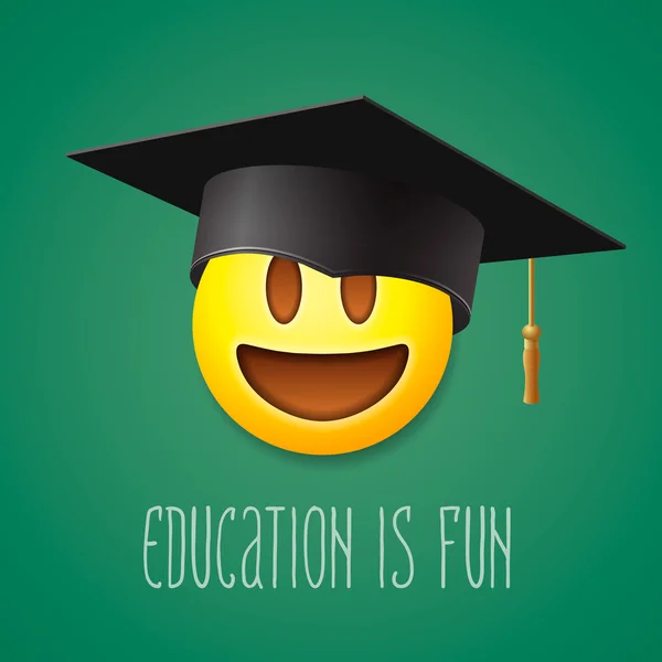 Onderwijs is leuk, emoticon lachen — Stockvector