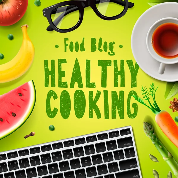 Blog για τα τρόφιμα, υγιεινές συνταγές μαγειρικής — Διανυσματικό Αρχείο