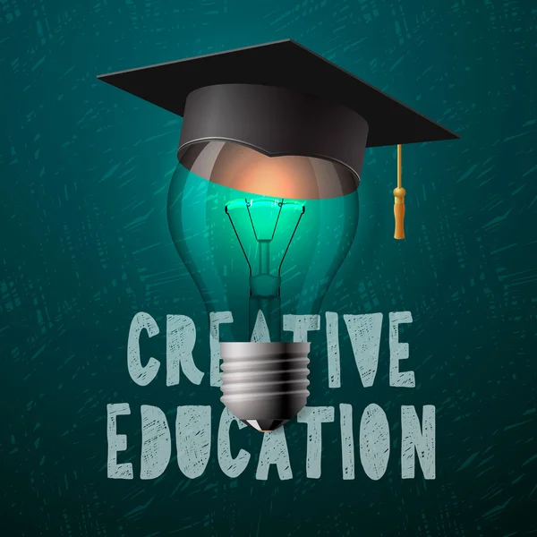 Design de educação criativa, lâmpada com argamassa — Vetor de Stock