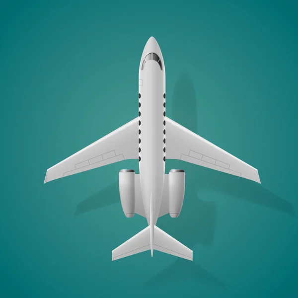 Letadla pohled shora, izolované pozadí — Stockový vektor