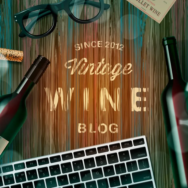 Blog sur le vin, amateurs de vin, dégustation — Image vectorielle