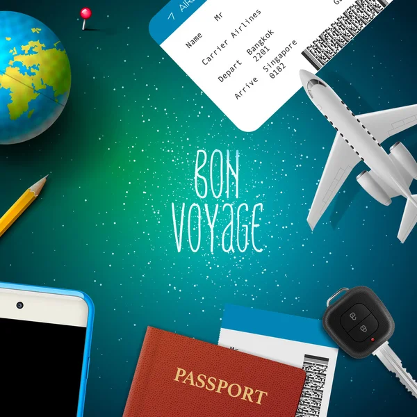 Bon voyage, planifier un voyage de vacances — Image vectorielle