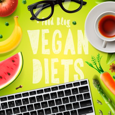 Vegan diyetinin, bloglama vejetaryen sağlıklı gıda