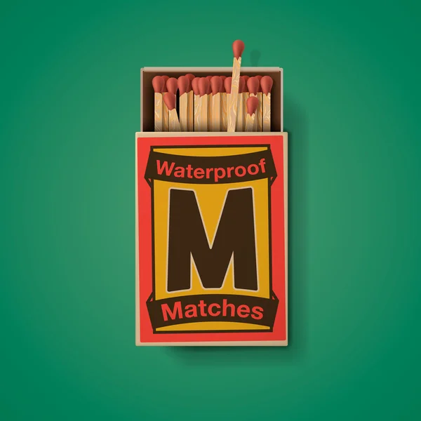 Matchbox och matcher, ovanifrån — Stock vektor