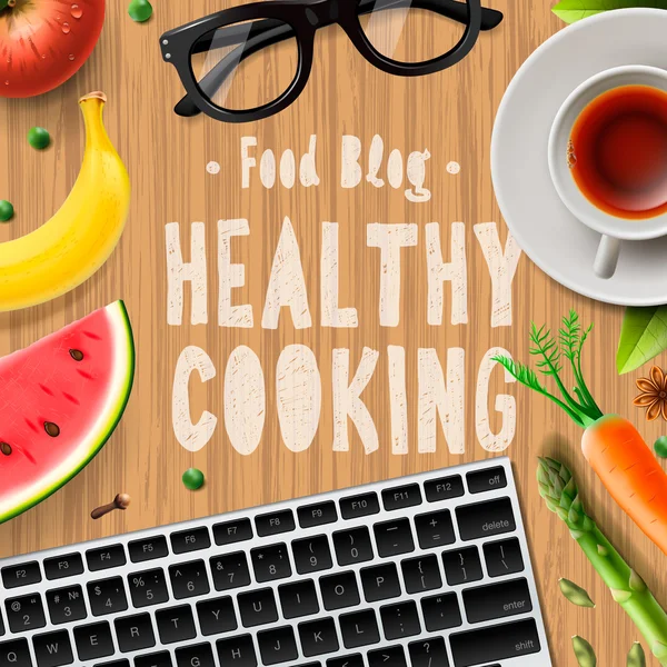 Δημιουργική, τροφίμων blog μαγειρικής, υγιεινό μαγείρεμα — Διανυσματικό Αρχείο