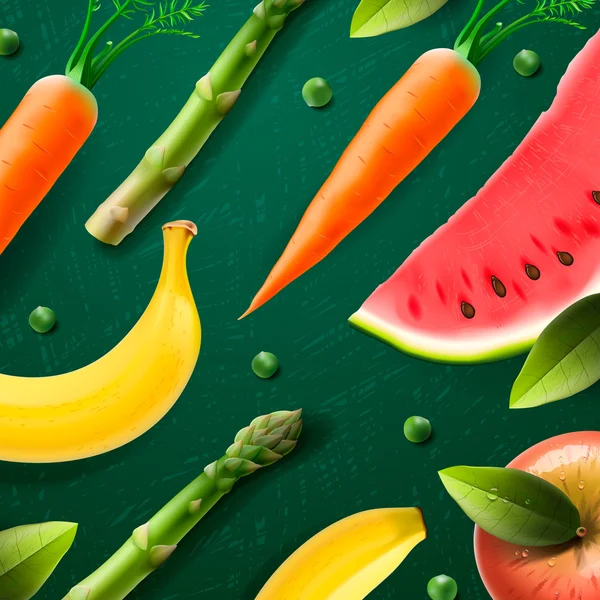 Frutas e produtos hortícolas naturais —  Vetores de Stock