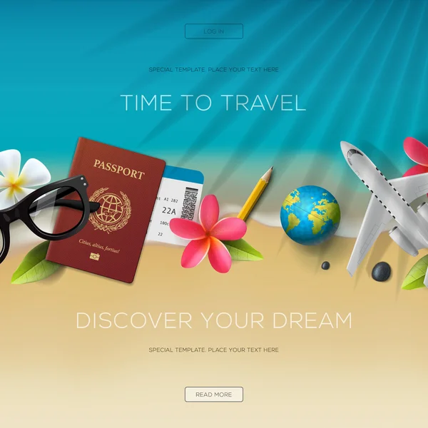 Modèle de site Web de tourisme, le temps de voyager — Image vectorielle