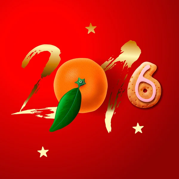 Happy Chinese New Year 2016, wenskaart — Stockvector