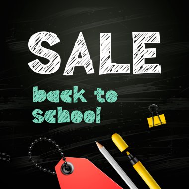 Okuluna geri dön blackboard arka plan üzerinde Satılık tasarım, illüstrasyon vektör.