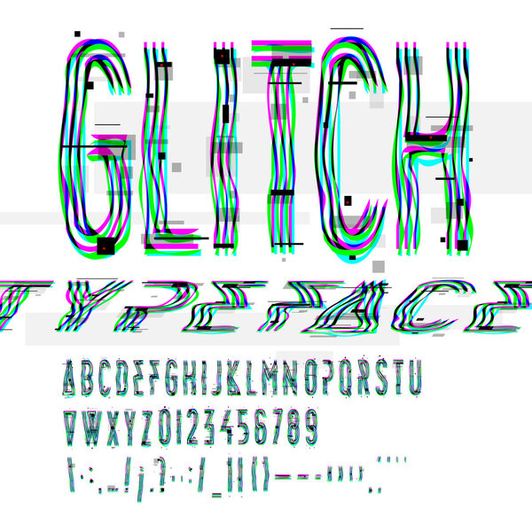 Типографский шрифт с цифровым распадом
