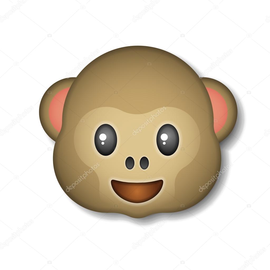 Monkey emoticon, icon, logo, symbol, vector illustration.