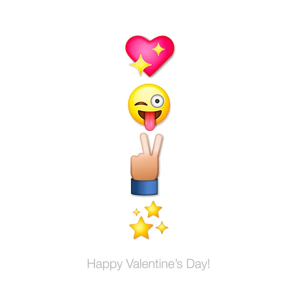 Šťastný Valentines day emotikonu ikony, láska emoji set, blahopřání, vektorové ilustrace. — Stockový vektor