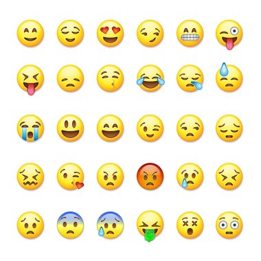 Set of emoticons, emoji isolated on white background, vector illustration. clipart