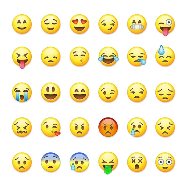 Conjunto de emoticons, emoji isolado em fundo branco, ilustração vetorial . —  Vetores de Stock