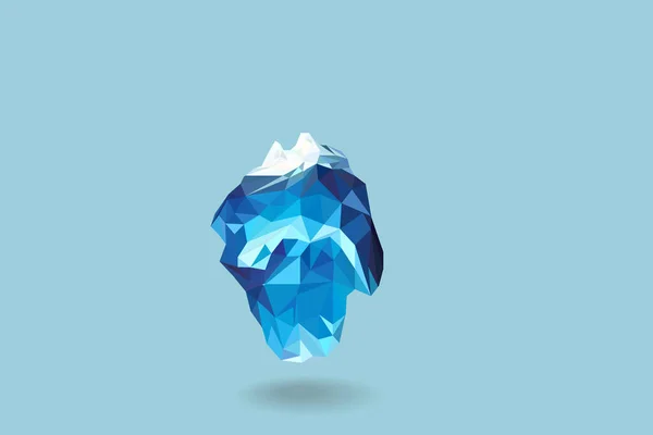 Iceberg Bas Polygone Avec Lever Soleil Fond Nuageux Dans Océan — Image vectorielle