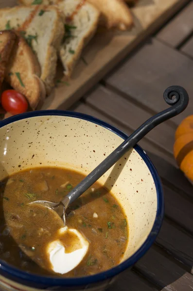 Hungarian wild mushrooms soup — Stock Photo, Image