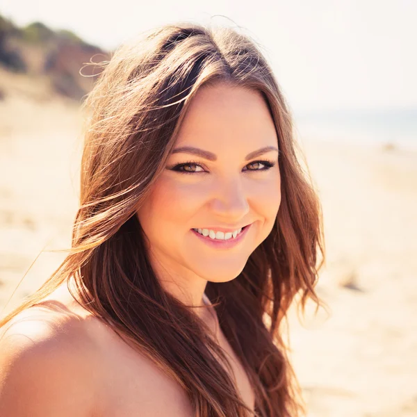 Young woman in a black bathing suit — Stock Photo, Image