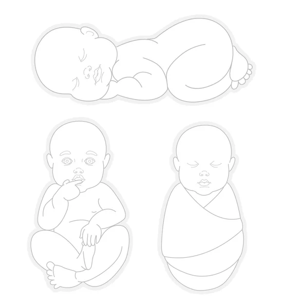 Conjunto de bebé recién nacido envuelto dormido — Archivo Imágenes Vectoriales