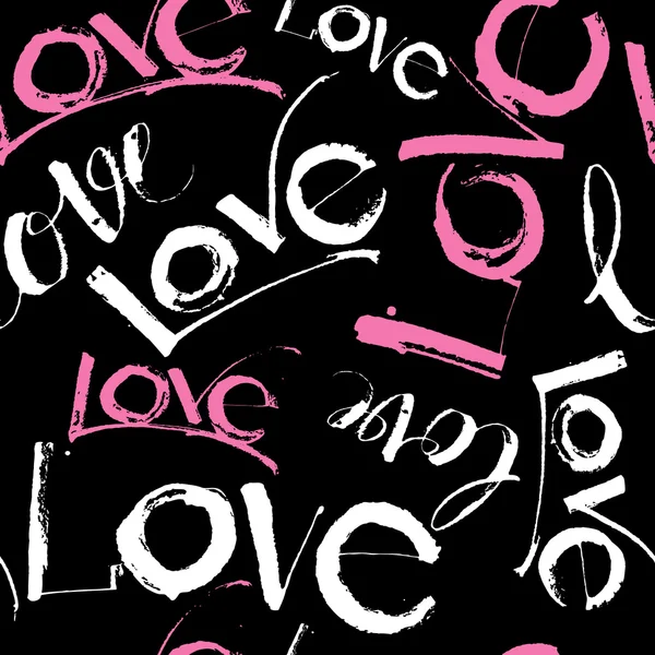 Amor caligrafía manuscrita y el patrón de letras sin costura. Bla. — Vector de stock