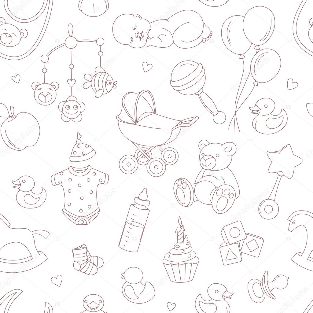 Vector illustration Baby shower seamless pattern