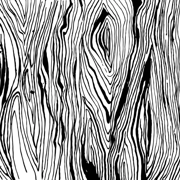Handdrawnn texture grunge en bois. Noir et blanc — Image vectorielle