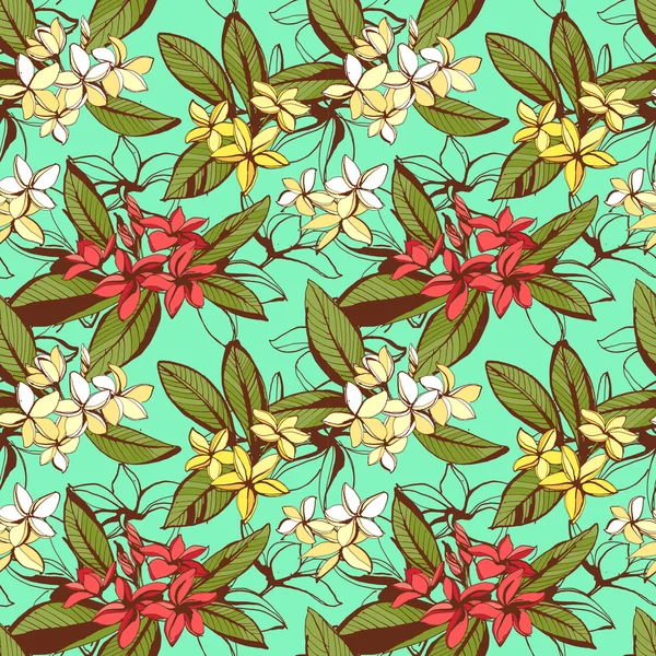 Illustration vectorielle motif floral tropical sans couture d'été avec — Image vectorielle
