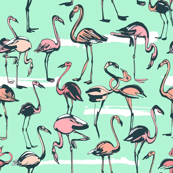 Tropical egzotycznych ptaków flamingi lato jednolity wzór. Różowy — Wektor stockowy